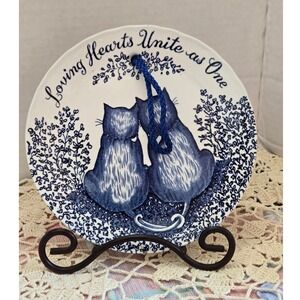 Royal Crownford Hanging Mini Plate Blue Cats Ironstone England